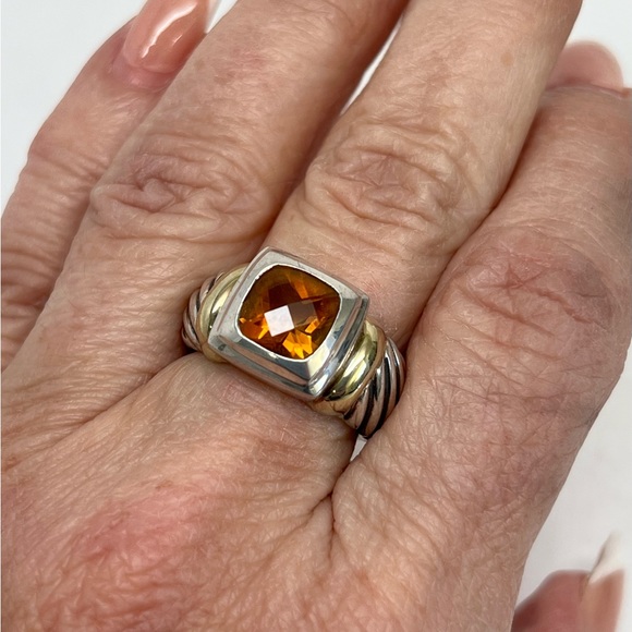 David Yurman Citrine Albion Ring .925/14K - Picture 8 of 9